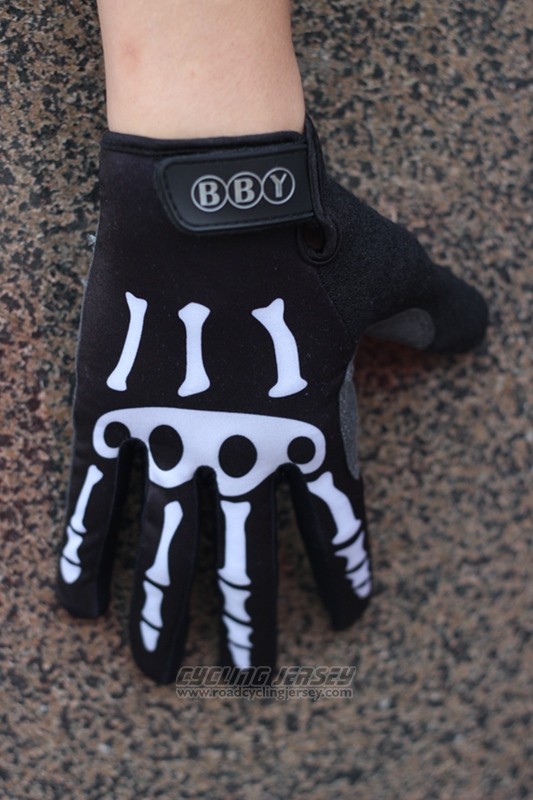 Skull Full Finger Gloves Cycling Black and White